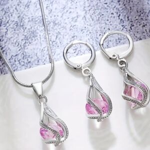 Shiny faux crystal drop earrings/pendant. NWT. Fast Ship.